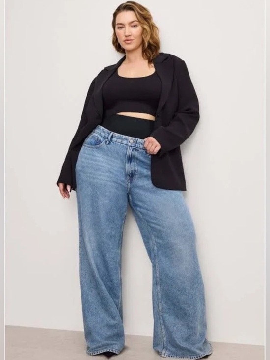 Good American Denim - Good American Wide Leg Good Ease Solution Denim Jeans Size 15